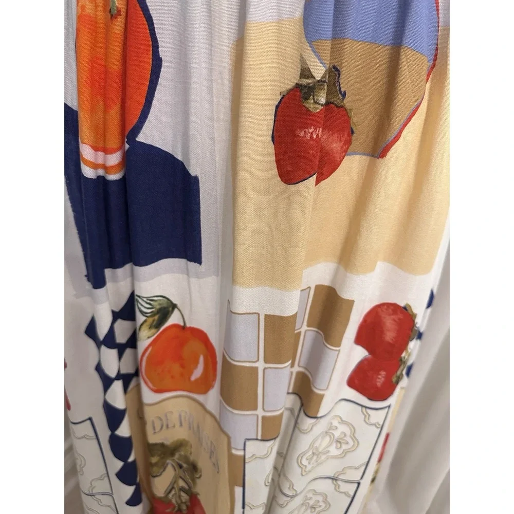 Tuckernucks CAROLINE CONSTAS Linen Blend French Themed Maxi Dress Vacation S NWT - Picture 7 of 9